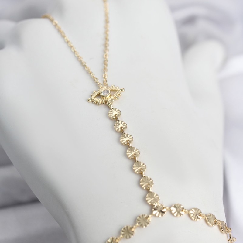 Gold Renk Pirinç Zirkon Taşlı Göz Model Şahmeran
