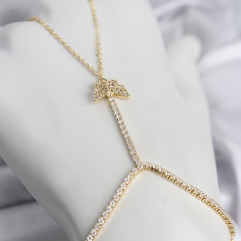 Gold Renk Pirinç Zirkon Taşlı Kelebek Model Şahmeran