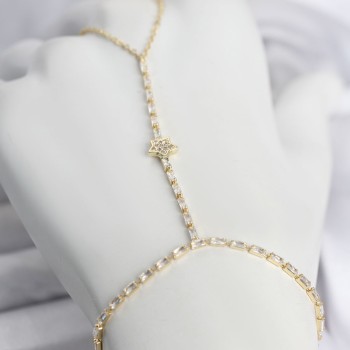 Gold Renk Pirinç Zirkon Taşlı Yıldız Model Şahmeran