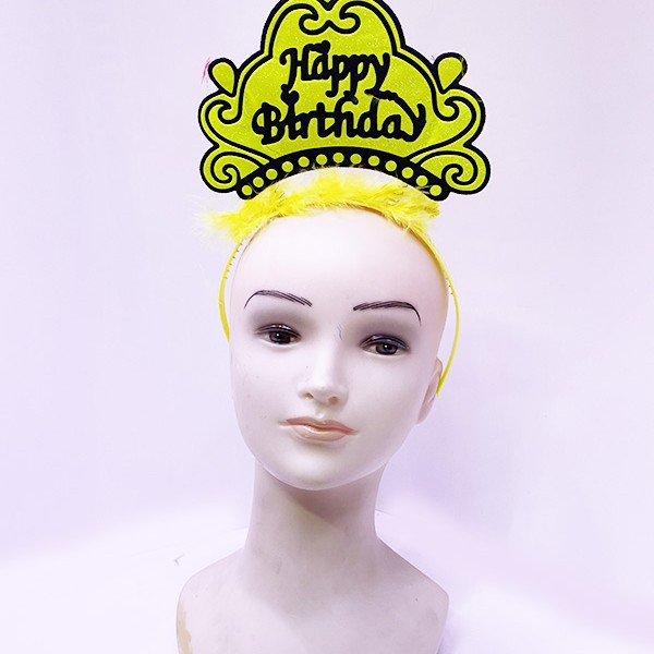 Happy Birthday Neon Sarı Taç