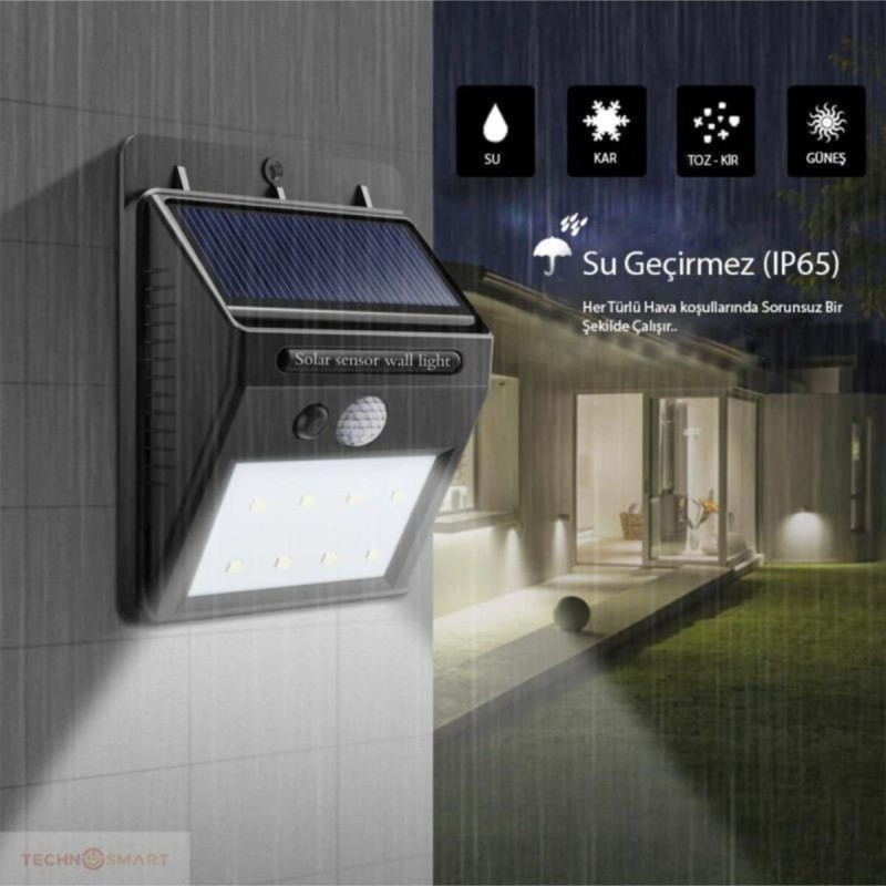 Hareket Sensörlü Solar Dış Mekan Lambası