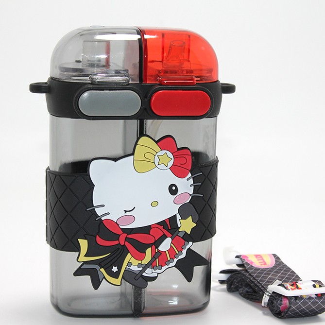 Hello Kitty Figürlü Çift Bölmeli Pipetli Suluk 
