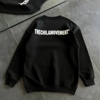 Kadın 3 iplik Kışlık pamuklu Bisiklet Yaka Oversize Baskılı SweatShirt - Siyah