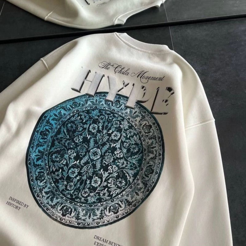 Kadın 3 İplik Pamuklu Bisiklet Yaka Baskılı SweatShirt - Beyaz