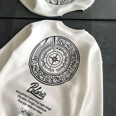 Kadın 3 iplik Pamuklu Bisiklet Yaka Baskılı SweatShirt - Beyaz