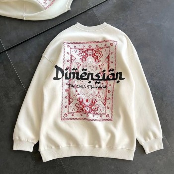 Kadın 3 İplik Pamuklu Bisiklet Yaka Baskılı SweatShirt - Beyaz