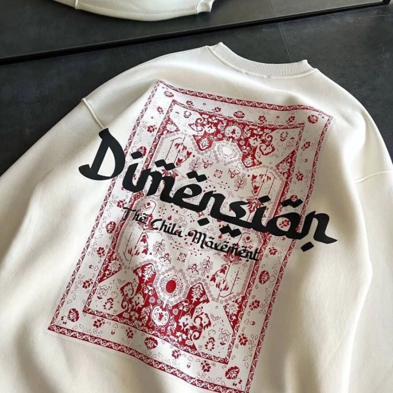 Kadın 3 İplik Pamuklu Bisiklet Yaka Baskılı SweatShirt - Beyaz