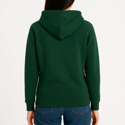 Kadın 3 İplik Pamuklu Kapüşonlu Kanguru Cepli Sweatshirt hoodie - Haki