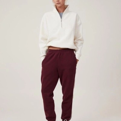 Kadın 3 İplik Pamuklu Oversize Yarım Fermuarlı Yakalı Basic Sweatshirt - Beyaz