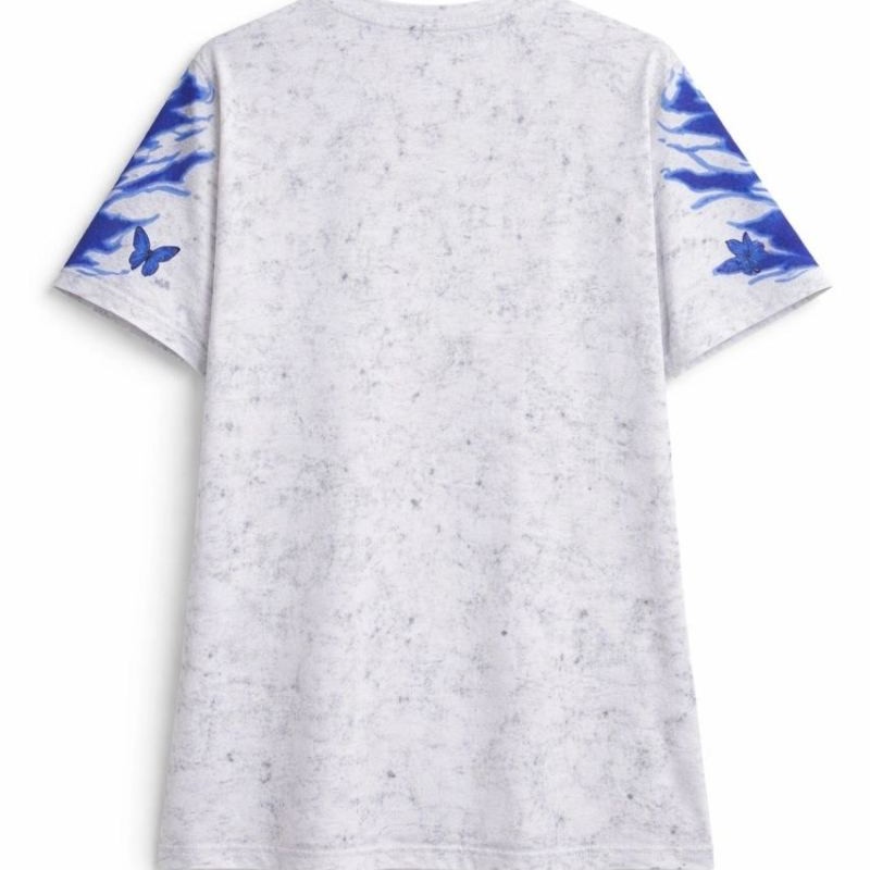Kadın Asit Yıkamalı Oversize Tişört Bisiklet Yaka Kısa Kol T-shirt - Beyaz