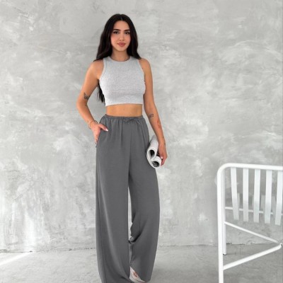 Kadın Ayrobin Oversize Kadın Pantolon - Füme