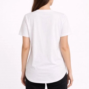 Kadın Basic T-Shirt Kısa Kol Bisiklet Yaka Oval Kesim Tişört - Beyaz