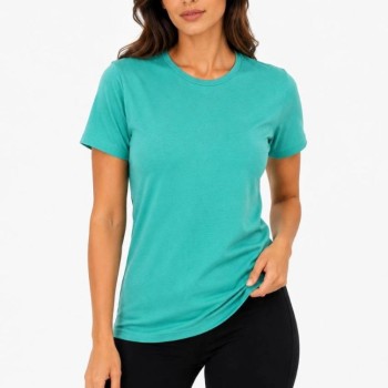 Kadın Basic Tişört Bisiklet Yaka Kısa Kol Günlük Yazlık Slim fit T-Shirt - Su Yeşili