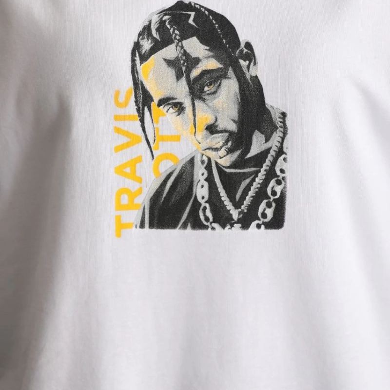 Kadın Baskılı T-Shirt Kısa Kol Bisiklet Yaka Oversize Rahat Kalıp Günlük Tişört - Beyaz