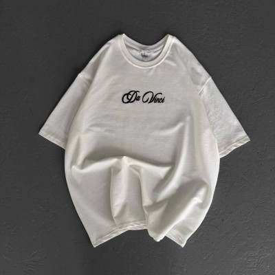 Kadın Baskılı T-Shirt Kısa Kol Bisiklet Yaka Oversize Rahat Kalıp Günlük Tişört - Beyaz
