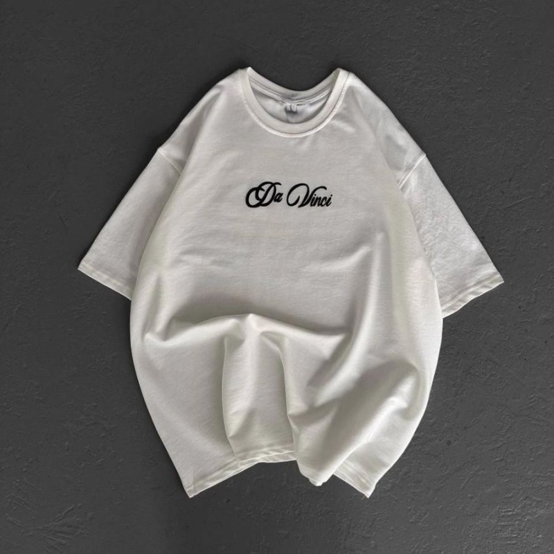 Kadın Baskılı T-Shirt Kısa Kol Bisiklet Yaka Oversize Rahat Kalıp Günlük Tişört - Beyaz