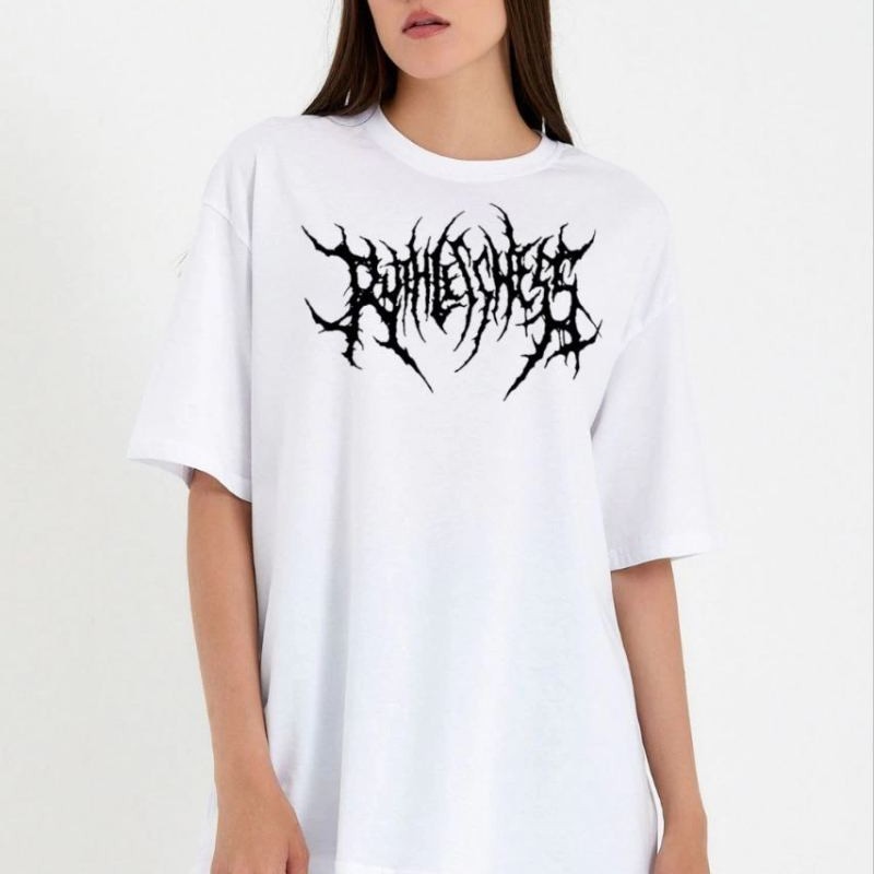 Kadın Baskılı T-Shirt Kısa Kol Bisiklet Yaka Oversize Rahat Kalıp Günlük Tişört   - Beyaz