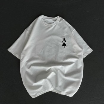 Kadın Baskılı T-Shirt Kısa Kol Bisiklet Yaka Oversize Rahat Kalıp Günlük Tişört  - Beyaz