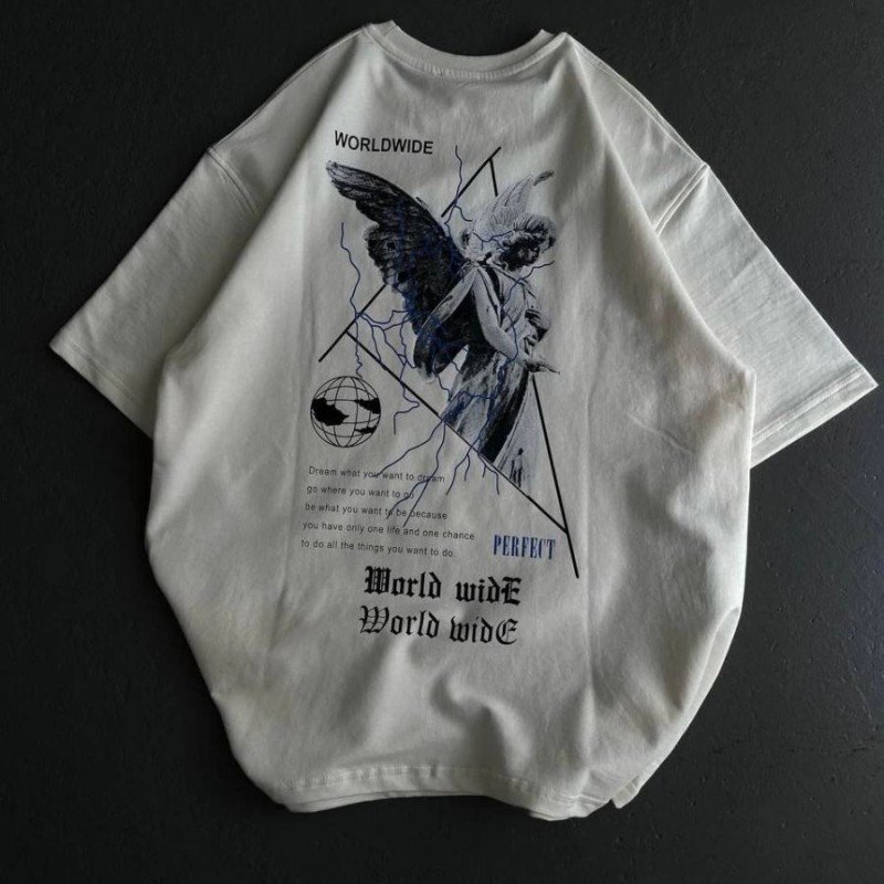 Kadın Baskılı T-Shirt Kısa Kol Bisiklet Yaka Oversize Rahat Kalıp Günlük Tişört   - Beyaz
