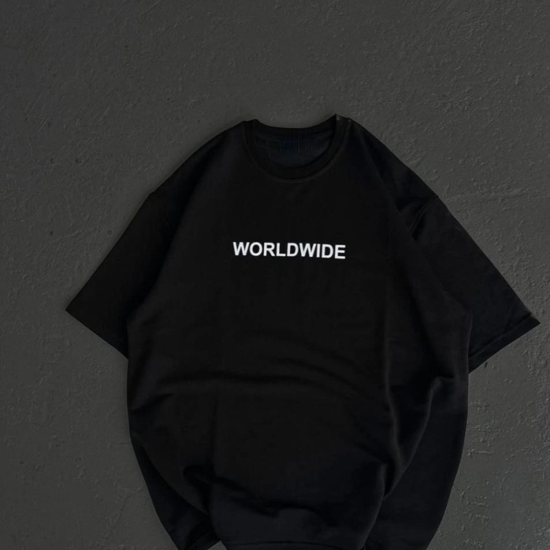 Kadın Baskılı T-Shirt Kısa Kol Bisiklet Yaka Oversize Rahat Kalıp Günlük Tişört   - Siyah