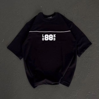 Kadın Baskılı T-Shirt Kısa Kol Bisiklet Yaka Oversize Rahat Kalıp Günlük Tişört   - Siyah