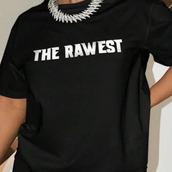 Kadın Baskılı T-Shirt Kısa Kol Bisiklet Yaka Oversize Rahat Kalıp Tişört - Siyah