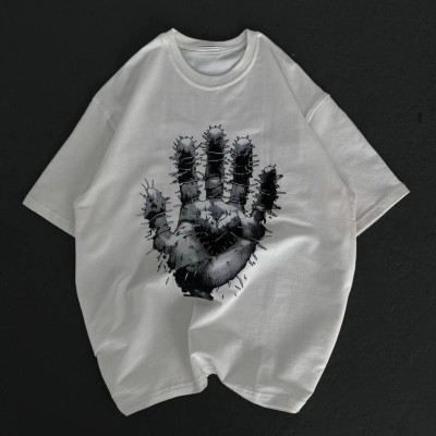 Kadın Baskılı T-Shirt Kısa Kol Bisiklet Yaka Regular Fit Rahat Kalıp Günlük Tişört - Beyaz