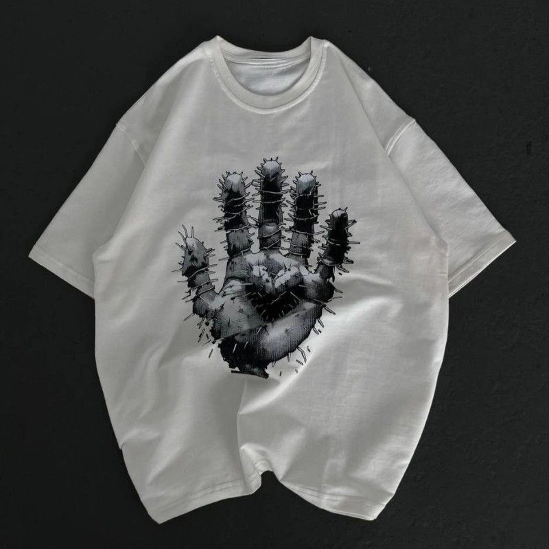 Kadın Baskılı T-Shirt Kısa Kol Bisiklet Yaka Regular Fit Rahat Kalıp Günlük Tişört - Beyaz