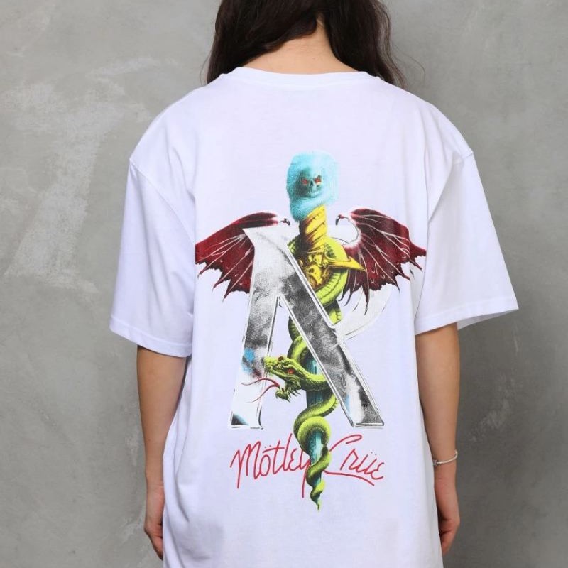 Kadın Baskılı T-Shirt Kısa Kol Bisiklet Yaka Regular Fit Rahat Kalıp Günlük Tişört - Beyaz