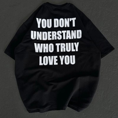 Kadın Baskılı T-Shirt Kısa Kol Bisiklet Yaka Regular Fit Rahat Kalıp Günlük Tişört  - Siyah