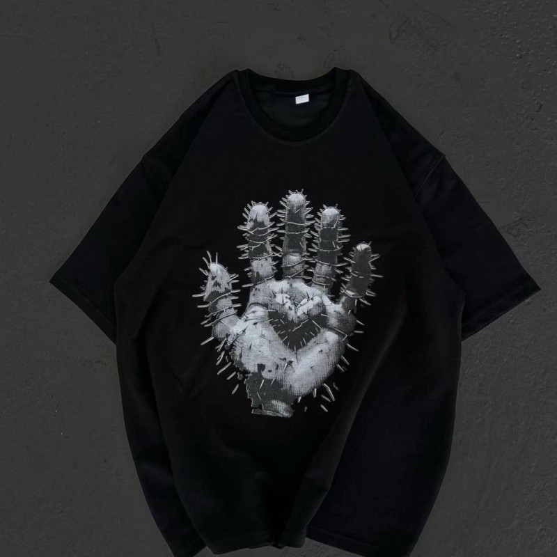 Kadın Baskılı T-Shirt Kısa Kol Bisiklet Yaka Regular Fit Rahat Kalıp Günlük Tişört  - Siyah