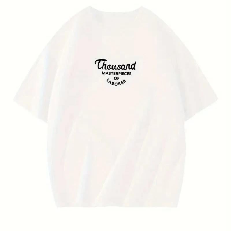 Kadın Baskılı Tişört Bisiklet yaka yazlık Kısa Kol oversize t-shirt - Beyaz