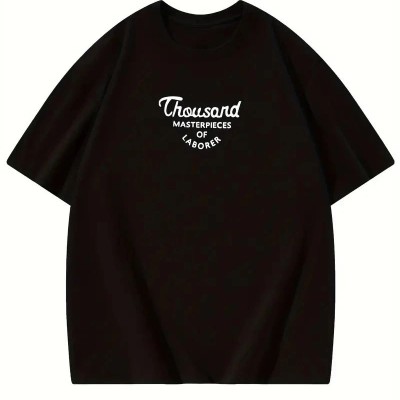 Kadın Baskılı Tişört Bisiklet yaka yazlık Kısa Kol oversize t-shirt - Siyah