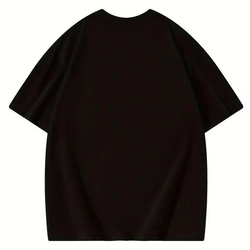 Kadın Baskılı Tişört Bisiklet yaka yazlık Kısa Kol oversize t-shirt - Siyah