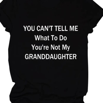 Kadın Baskılı Tişört Kısa Kol Bisiklet Yaka T-shirt - Siyah