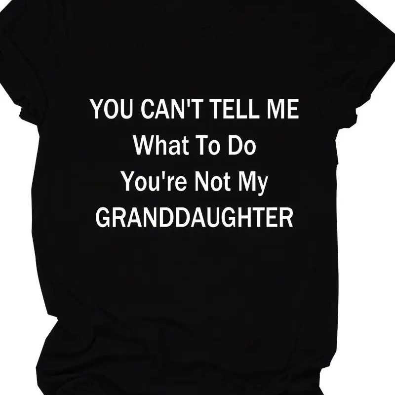 Kadın Baskılı Tişört Kısa Kol Bisiklet Yaka T-shirt - Siyah