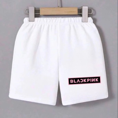 Kadın Beli Lastikli Baskılı Mini Şort - Beyaz