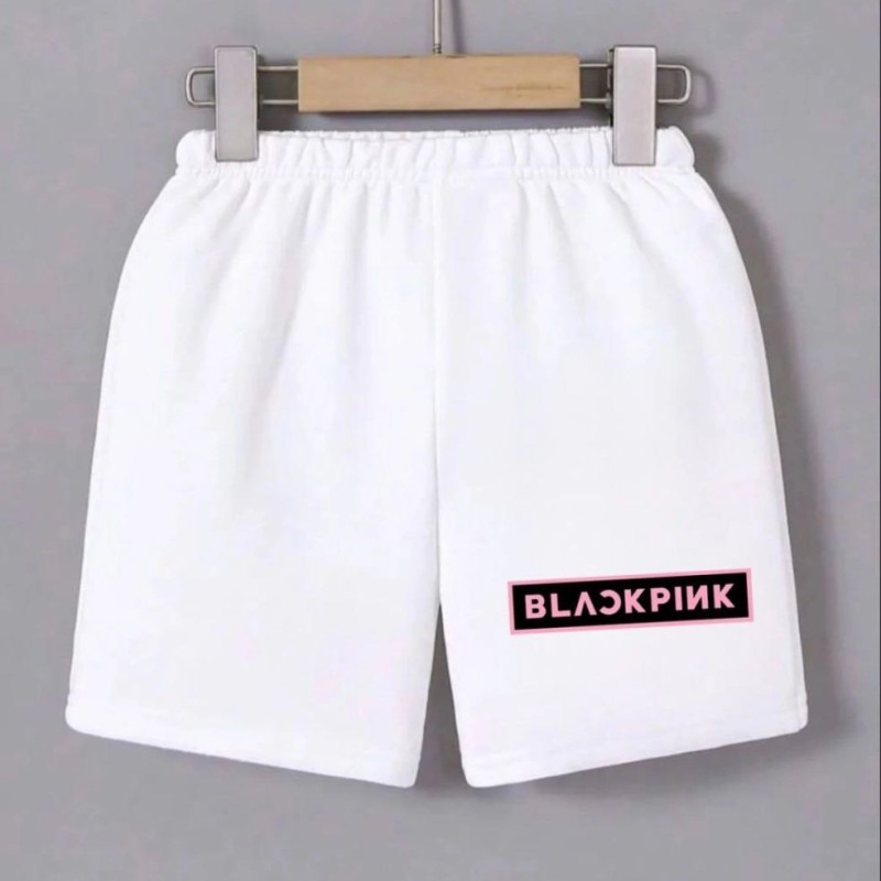 Kadın Beli Lastikli Baskılı Mini Şort - Beyaz