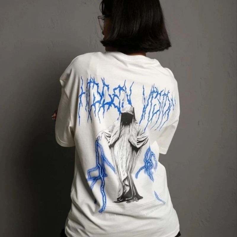 kadın Bisiklet Yaka Baskılı Oversize Kısa kol  T-Shirt - Beyaz