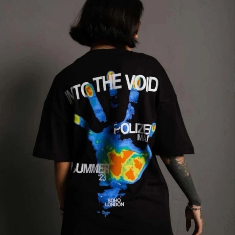 kadın Bisiklet Yaka Baskılı Oversize Kısa kol T-Shirt - Siyah