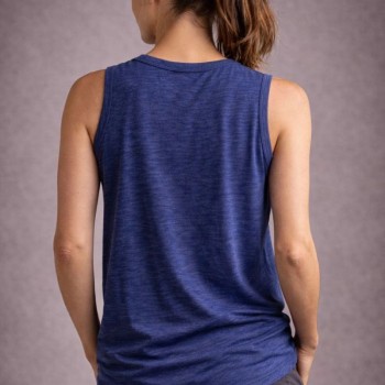 Kadın Flamlı Kumaş Kolsuz Atlet Günlük Fitness Spor T-Shirt - İndigo