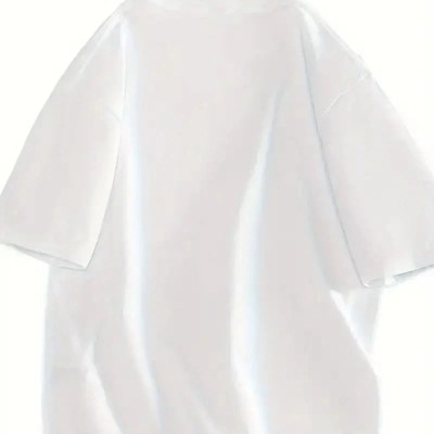 Kadın Gülücük Baskılı Tişört Kısa Kol Bisiklet Yaka Oversize T-Shirt - Beyaz
