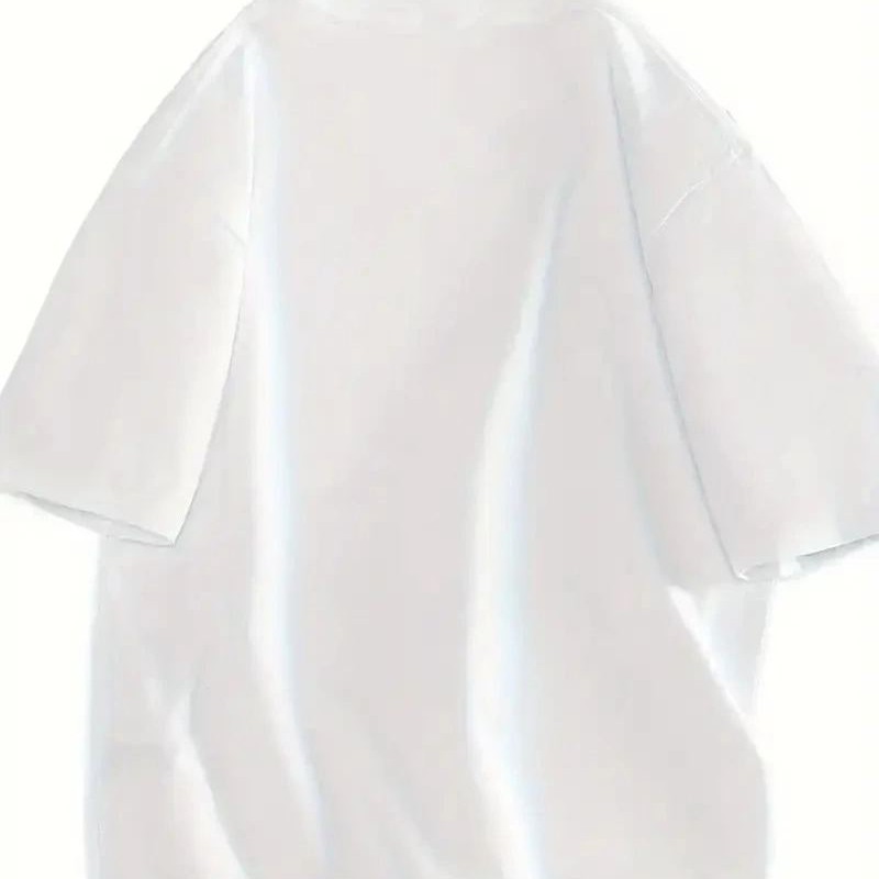 Kadın Gülücük Baskılı Tişört Kısa Kol Bisiklet Yaka Oversize T-Shirt - Beyaz