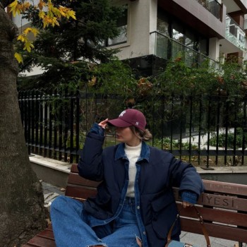 Kadın Jeans Detaylı Cıtcıtlı Ceket Mont - Lacivert