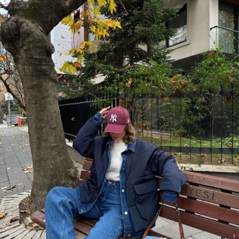 Kadın Jeans Detaylı Cıtcıtlı Ceket Mont - Lacivert