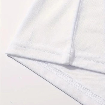 Kadın Kahve Desen Baskılı Tişört Kısa Kol Bisiklet Yaka Oversize T-Shirt - Beyaz