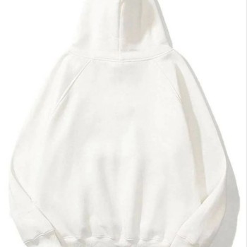 Kadın Kapüşonlu Kanguru Cepli 3 İplik Pamuklu Düz Hoodie Sweatshirt - Beyaz