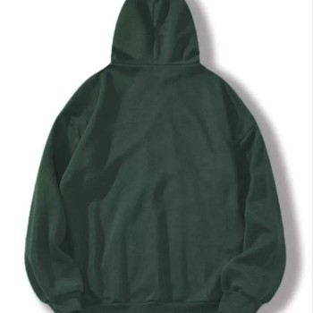 Kadın Kapüşonlu Kanguru Cepli 3 İplik Pamuklu Düz Hoodie Sweatshirt - Haki