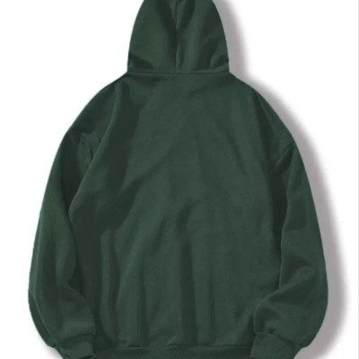 Kadın Kapüşonlu Kanguru Cepli 3 İplik Pamuklu Düz Hoodie Sweatshirt - Haki