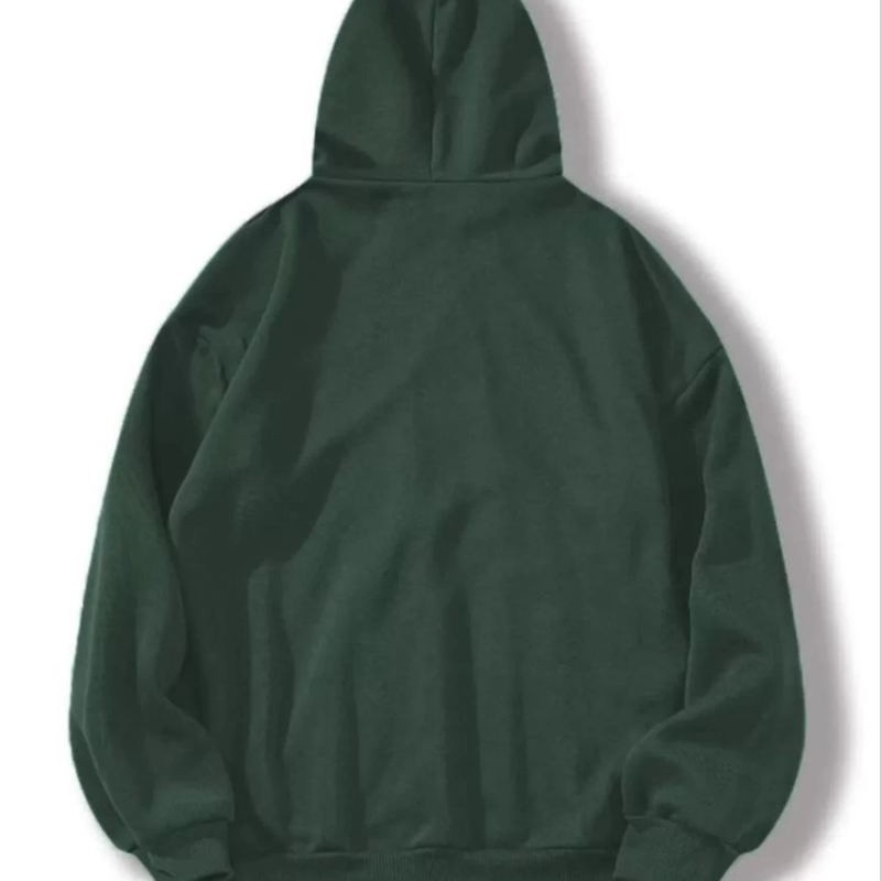 Kadın Kapüşonlu Kanguru Cepli 3 İplik Pamuklu Düz Hoodie Sweatshirt - Haki